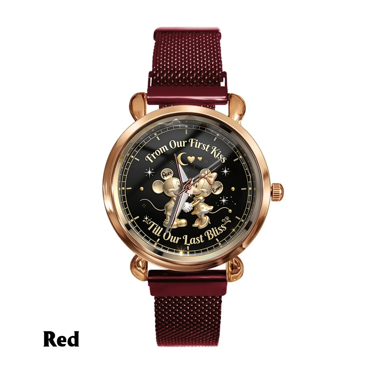 From Our First Kiss Till Our Last Bliss - Personalized Mouse Women Hand Watch