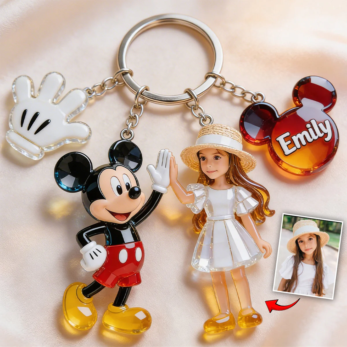 Friends Custom From Photo - Personalized Mouse Keychain With Charms