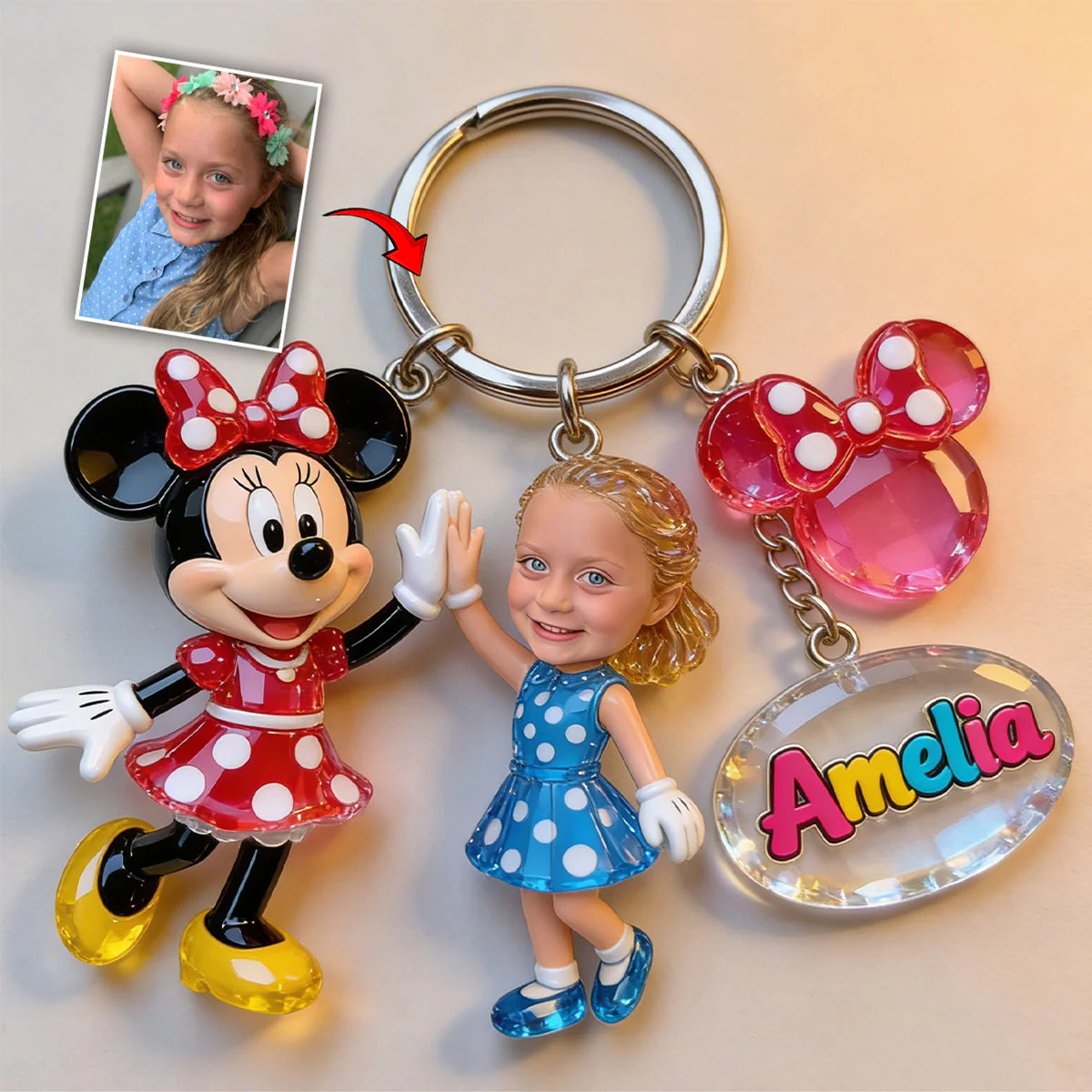 Friends Custom From Photo - Personalized Mouse Keychain With Charms