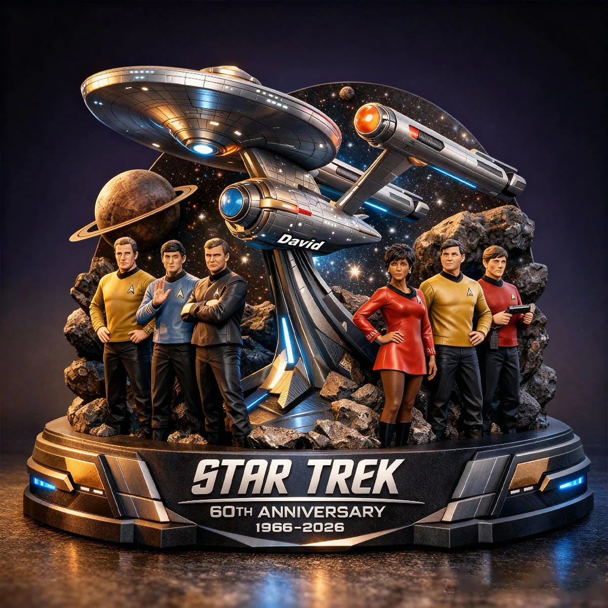 Final Frontier Crew 60th Anniversary Collectible - Personalized Star Fleet Custom Shaped Acrylic Plaque