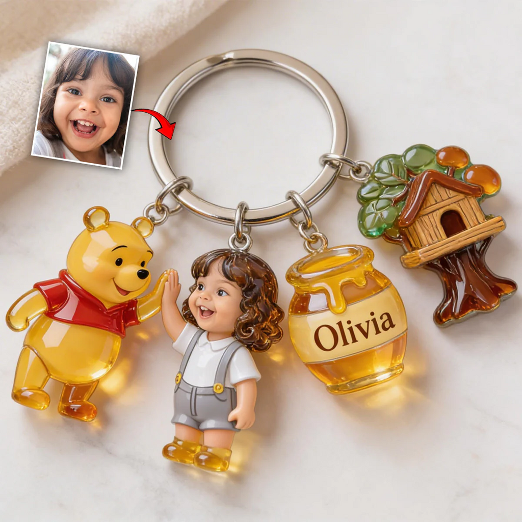 Friends Custom From Photo - Personalized Yellow Bear Premium Keychain With Charms