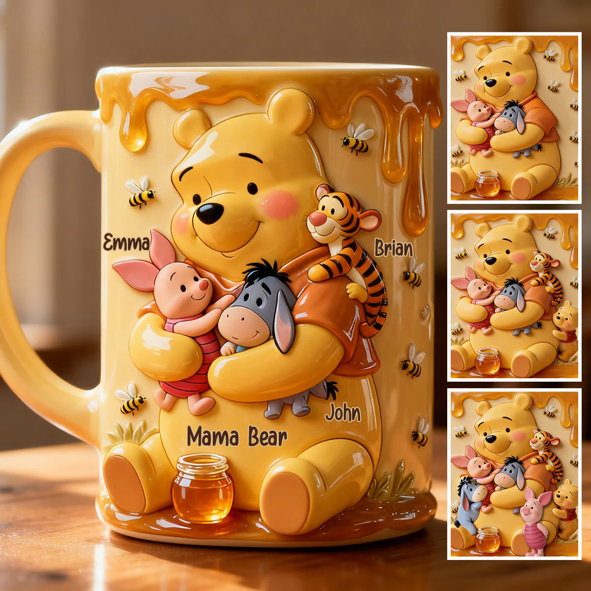 Mama Bear - Personalized Yellow Bear Accent Mug