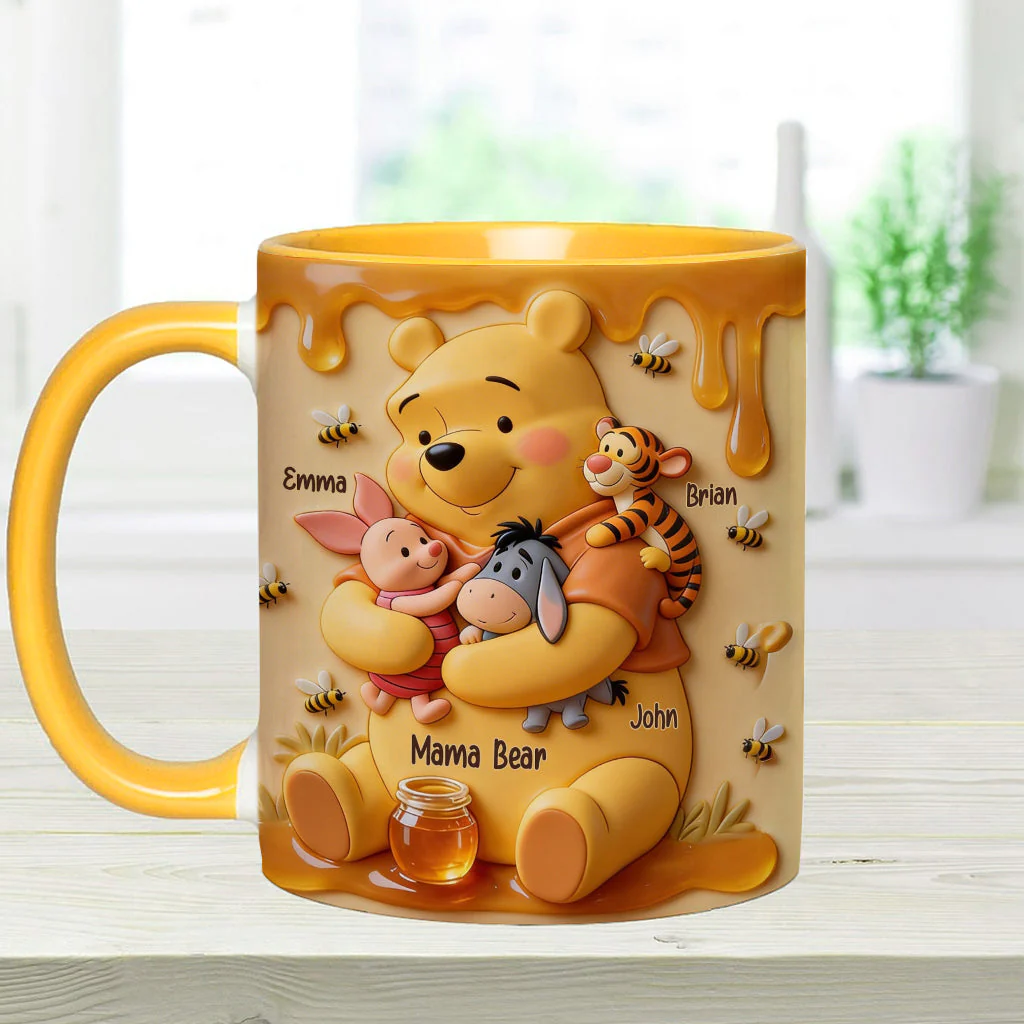 Mama Bear - Personalized Yellow Bear Accent Mug