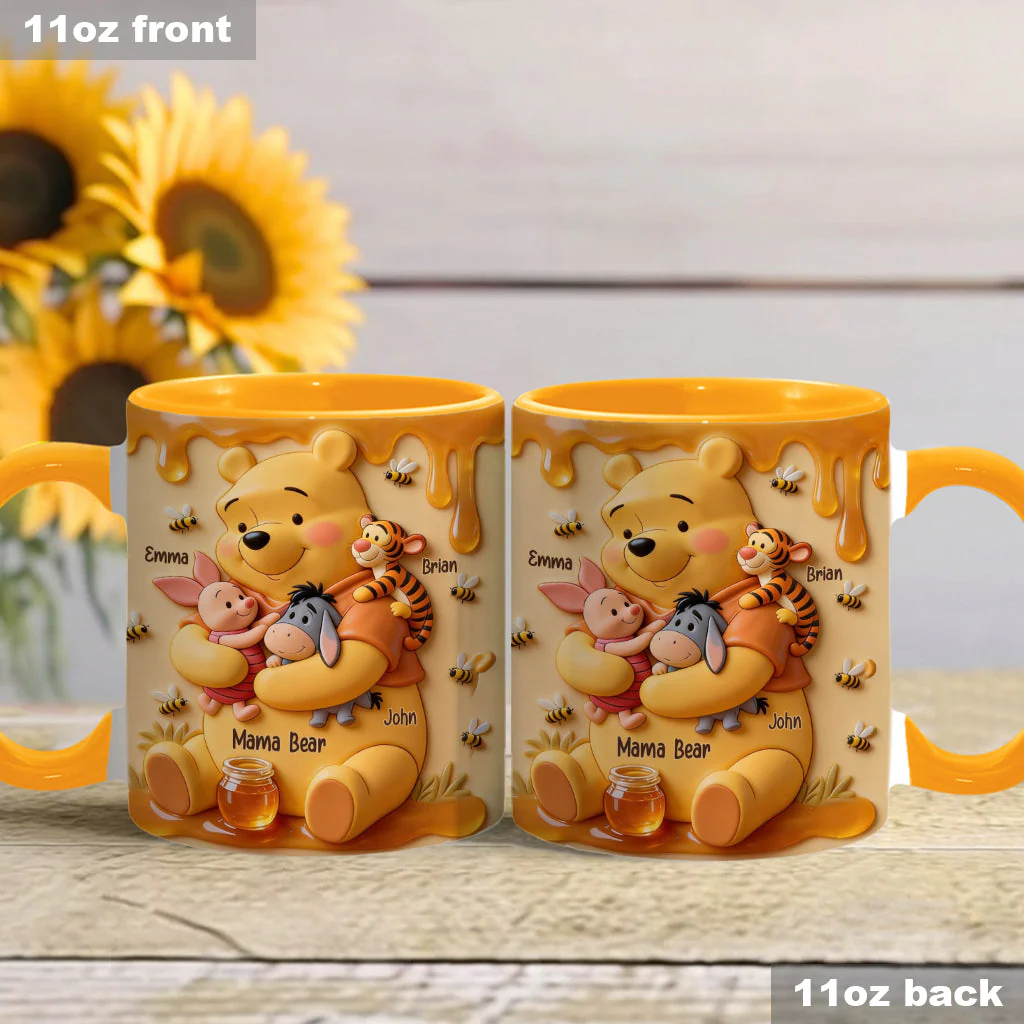Mama Bear - Personalized Yellow Bear Accent Mug