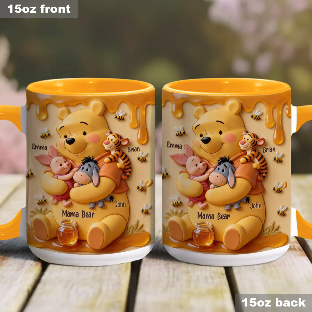 Mama Bear - Personalized Yellow Bear Accent Mug