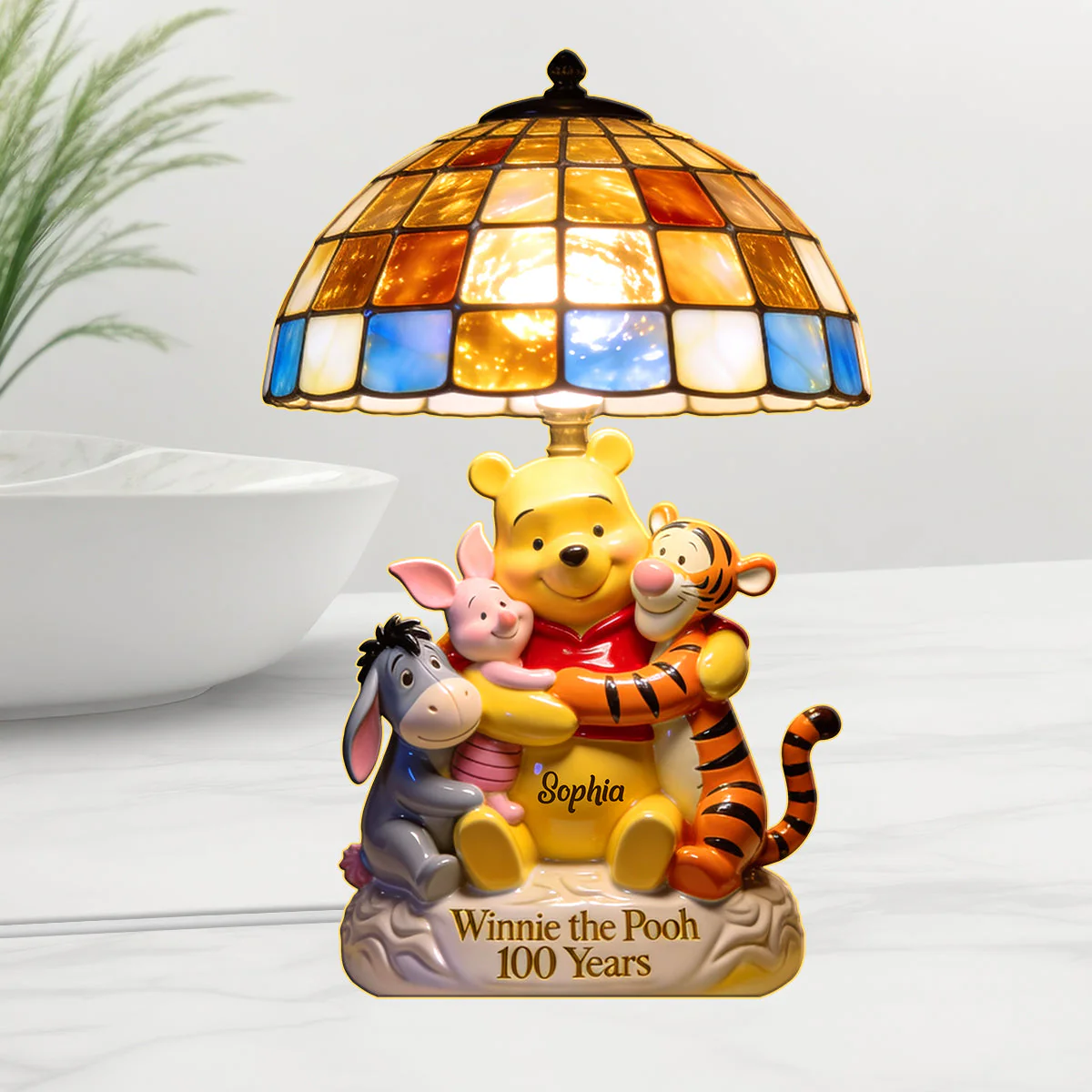 100th Anniversary - Personalized Yellow Bear Acrylic LED Night Light