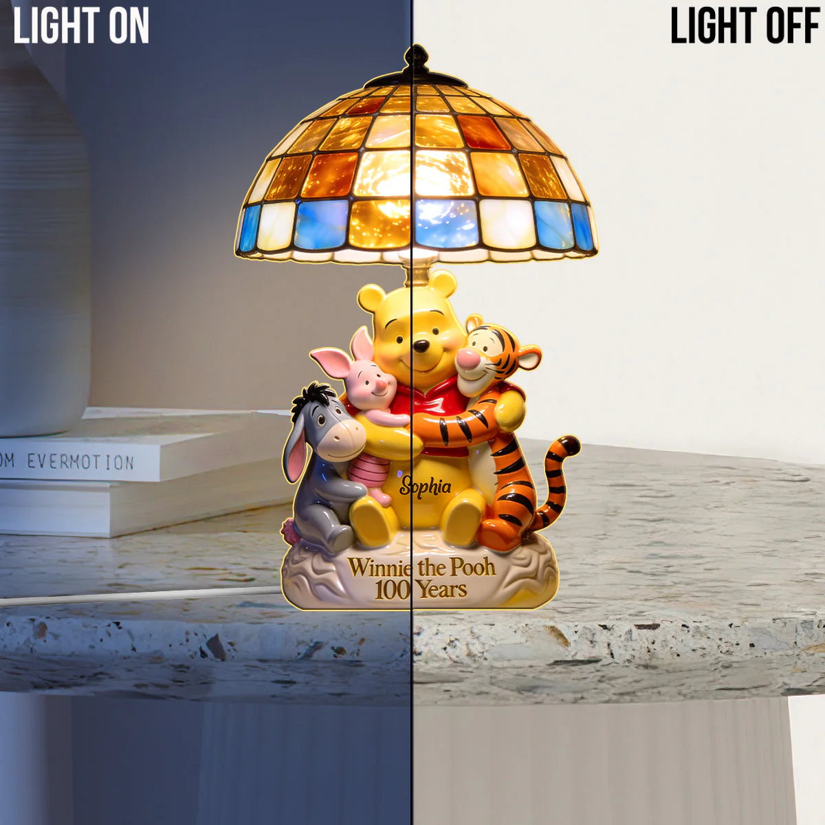 100th Anniversary - Personalized Yellow Bear Acrylic LED Night Light