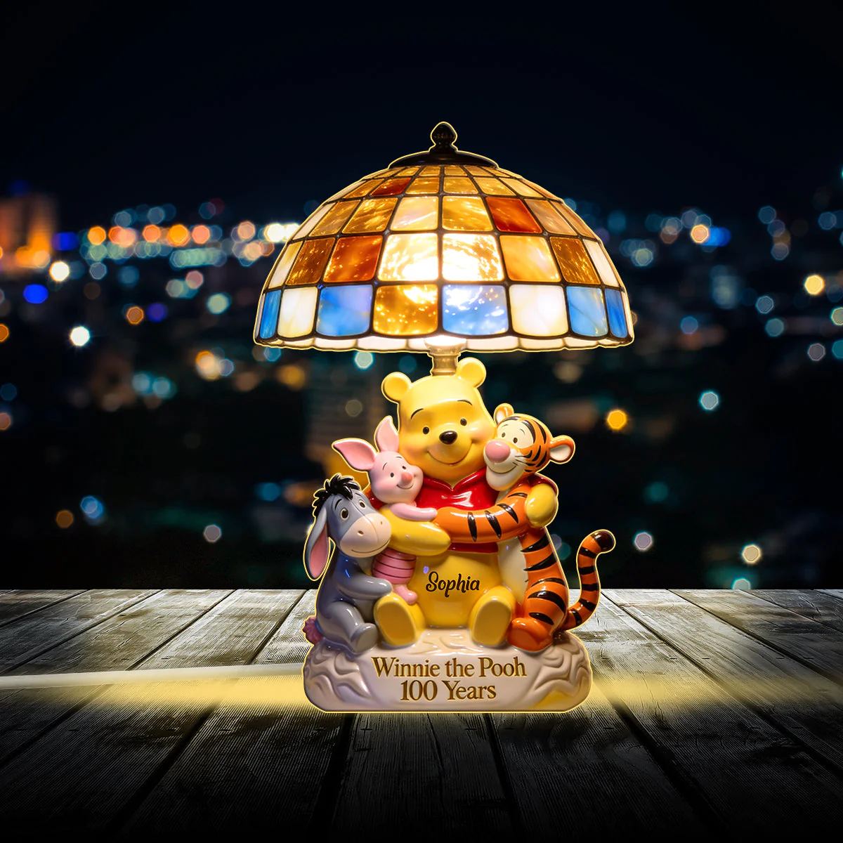 100th Anniversary - Personalized Yellow Bear Acrylic LED Night Light