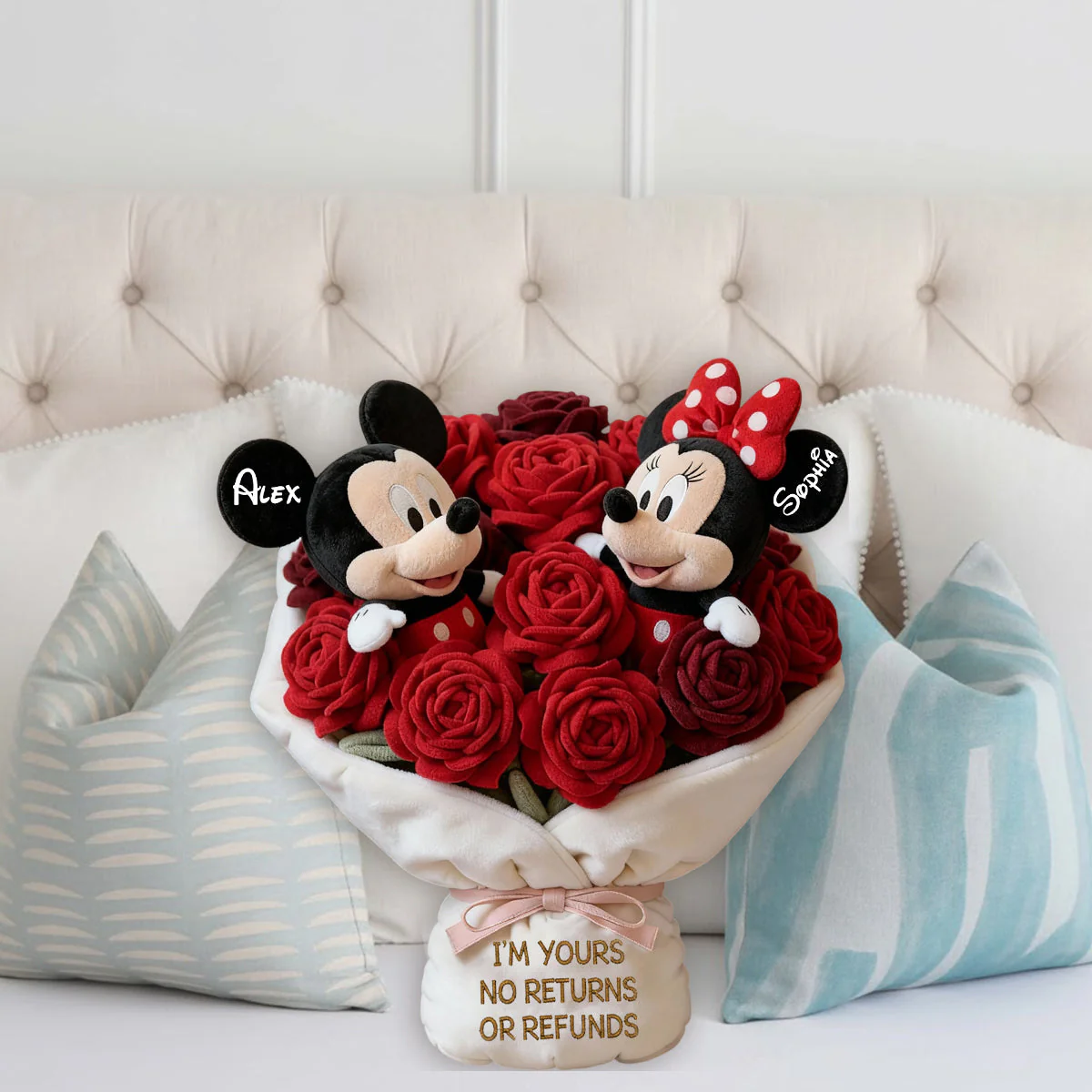 You And Me We Got This Red Rose Bouquet - Personalized Mouse Shaped Pillow