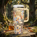 Classic Storybook Bear Tumbler with Handle – Woodland Friends Travel Cup, Cute Forest Animal Gift