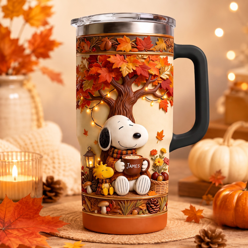 Autumn Comic Friends Tumbler - Personalized Cute Puppy Insulated Tumbler