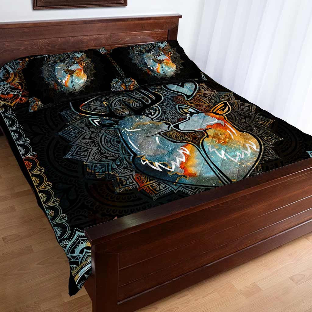 Mandala Couple Deer Q2 Quilt Bedding Set