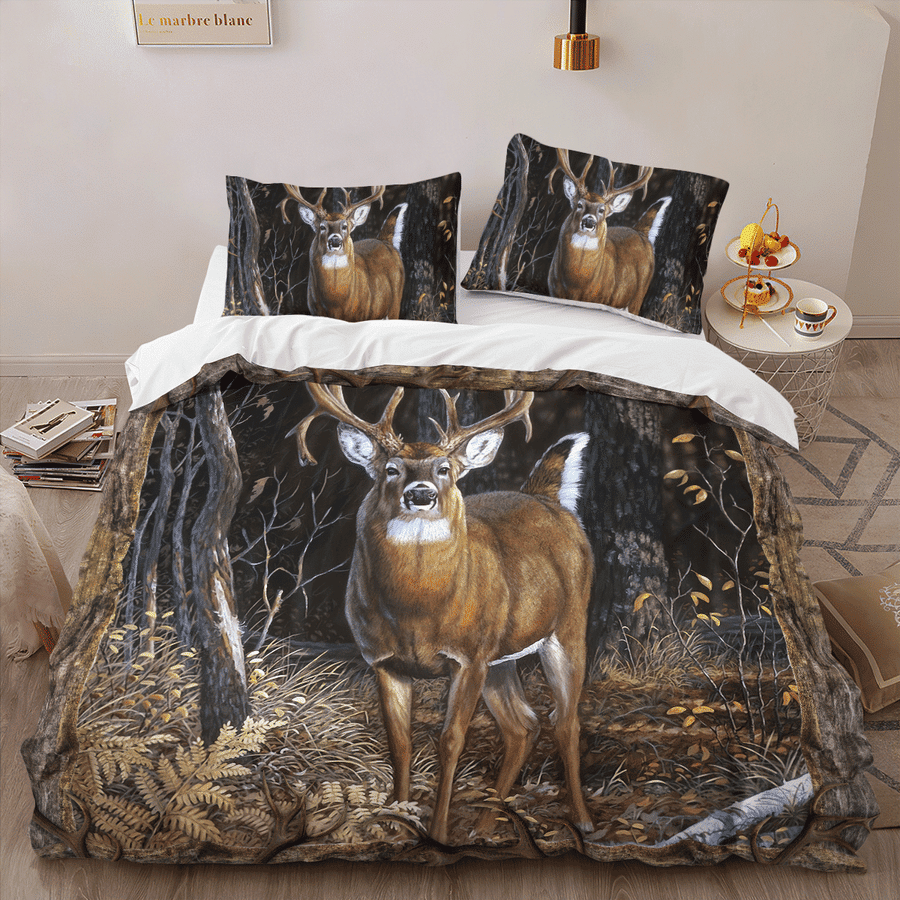 Deer Hunting Forest All Over Printed Bedding Set