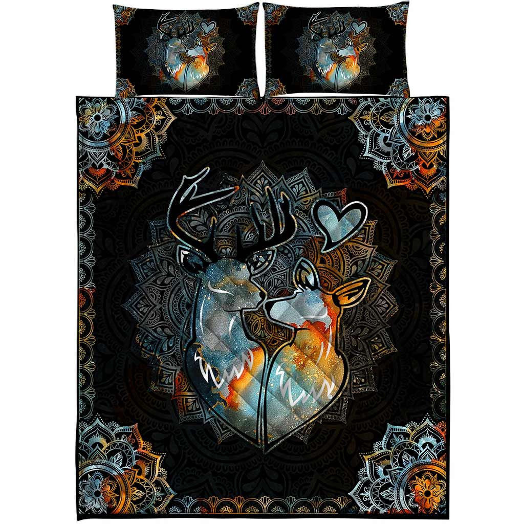 Mandala Couple Deer Q2 Quilt Bedding Set