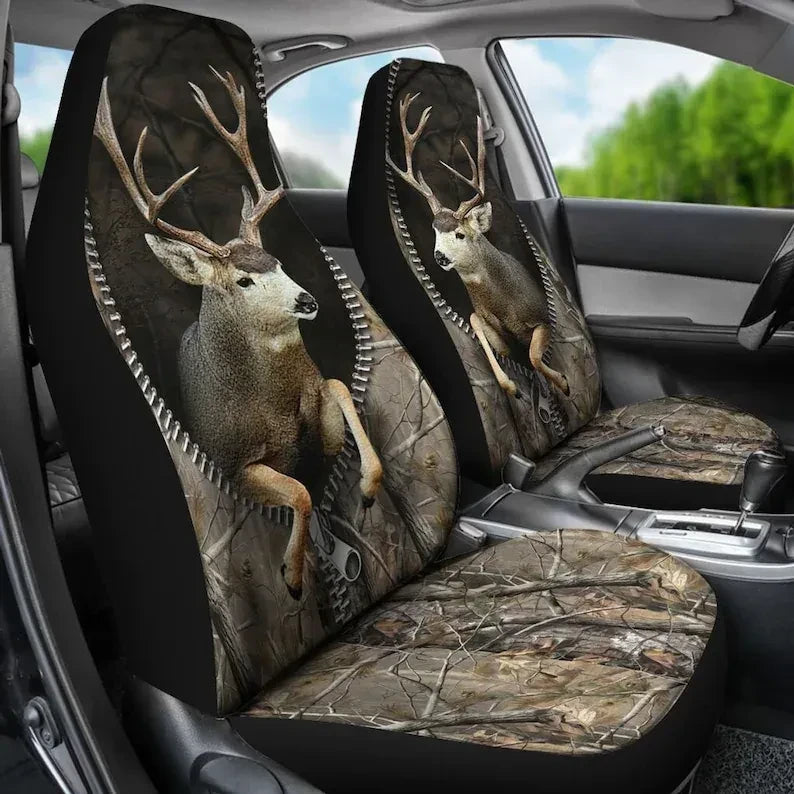 Hunting 3D Mule Deer Buck Camo Pattern - Car Seat Cover Size Universal Fit