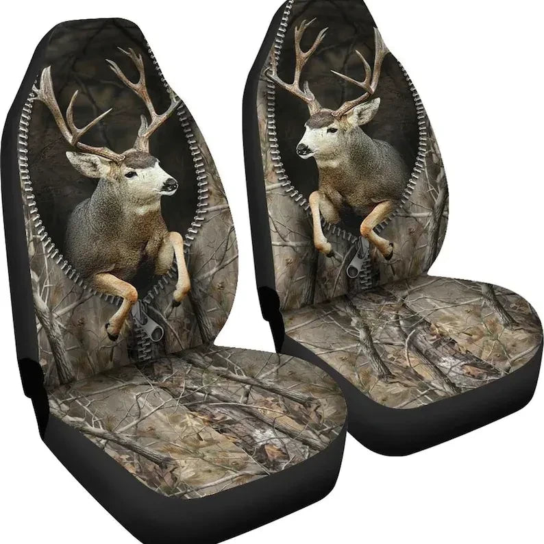 Hunting 3D Mule Deer Buck Camo Pattern - Car Seat Cover Size Universal Fit
