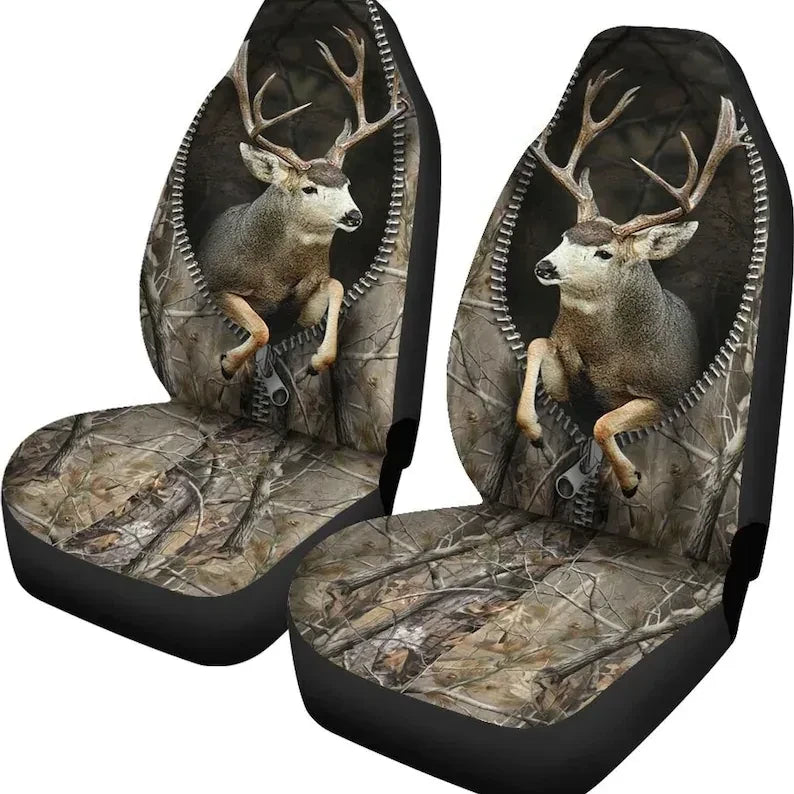 Hunting 3D Mule Deer Buck Camo Pattern - Car Seat Cover Size Universal Fit