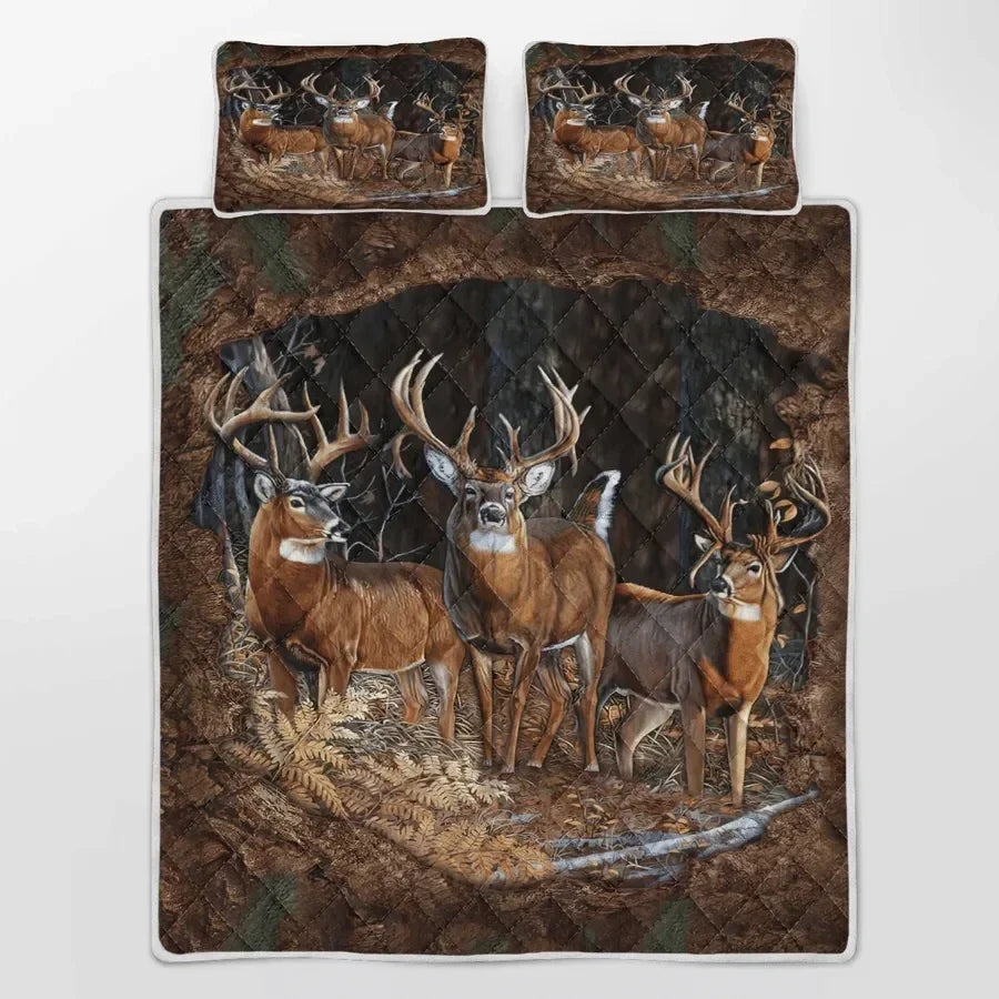 Deer Hungting Q2 Quilt Bedding Set
