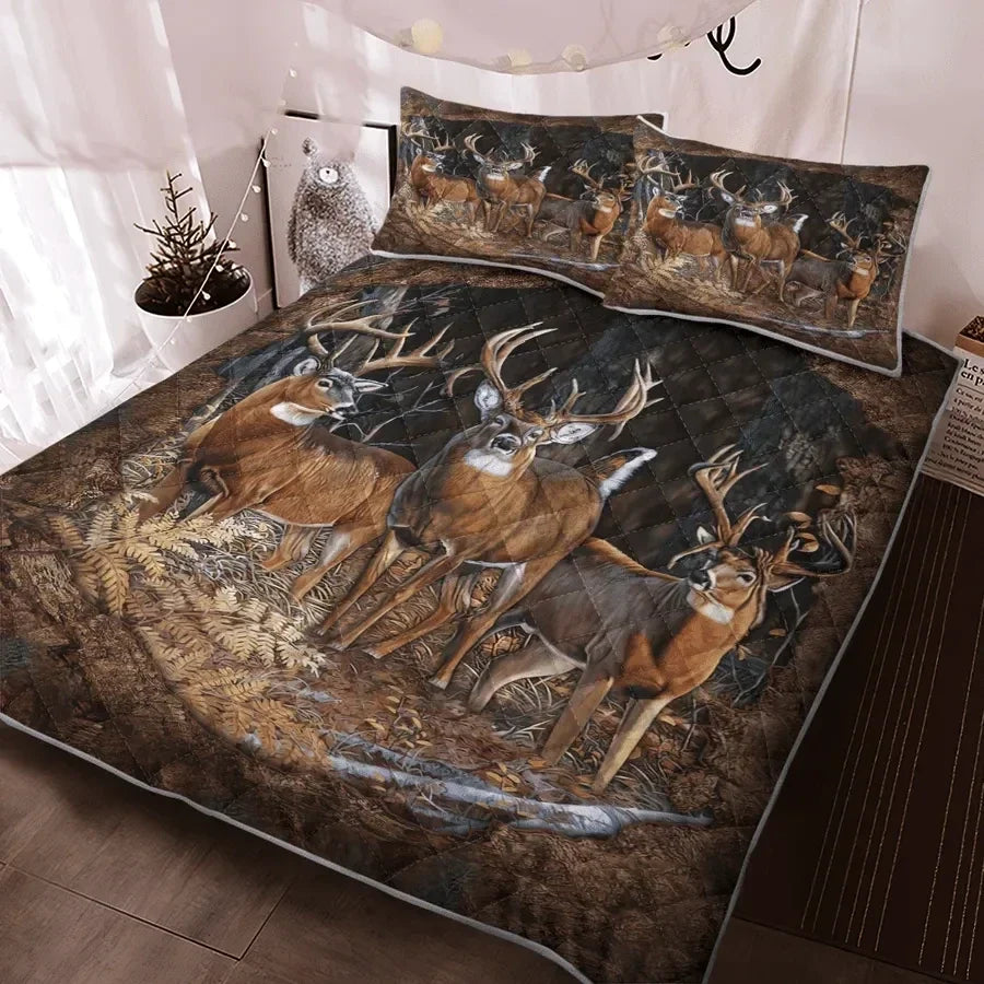 Deer Hungting Q2 Quilt Bedding Set