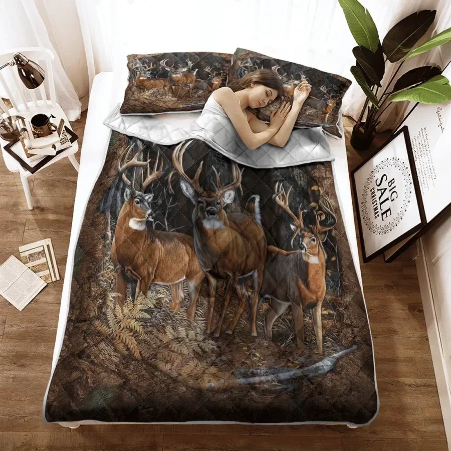 Deer Hungting Q2 Quilt Bedding Set