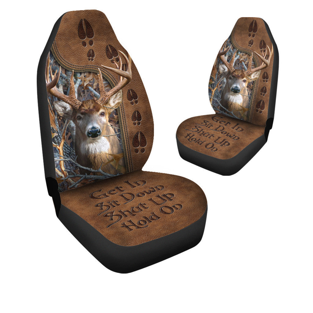 Deer Hold on Funny Car Seat Covers Universal Fit Set 2