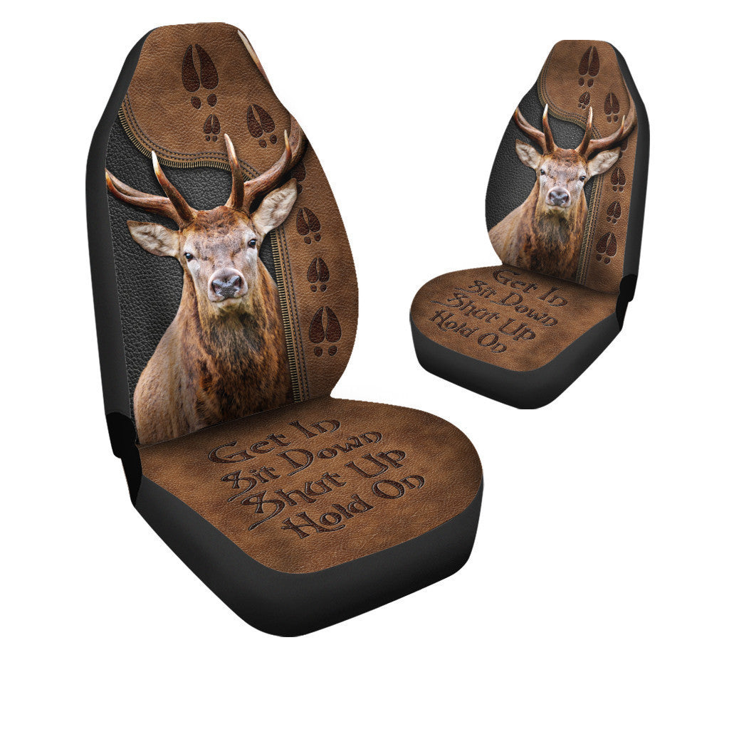 Deer Hold on Funny Car Seat Covers Universal Fit Set 2