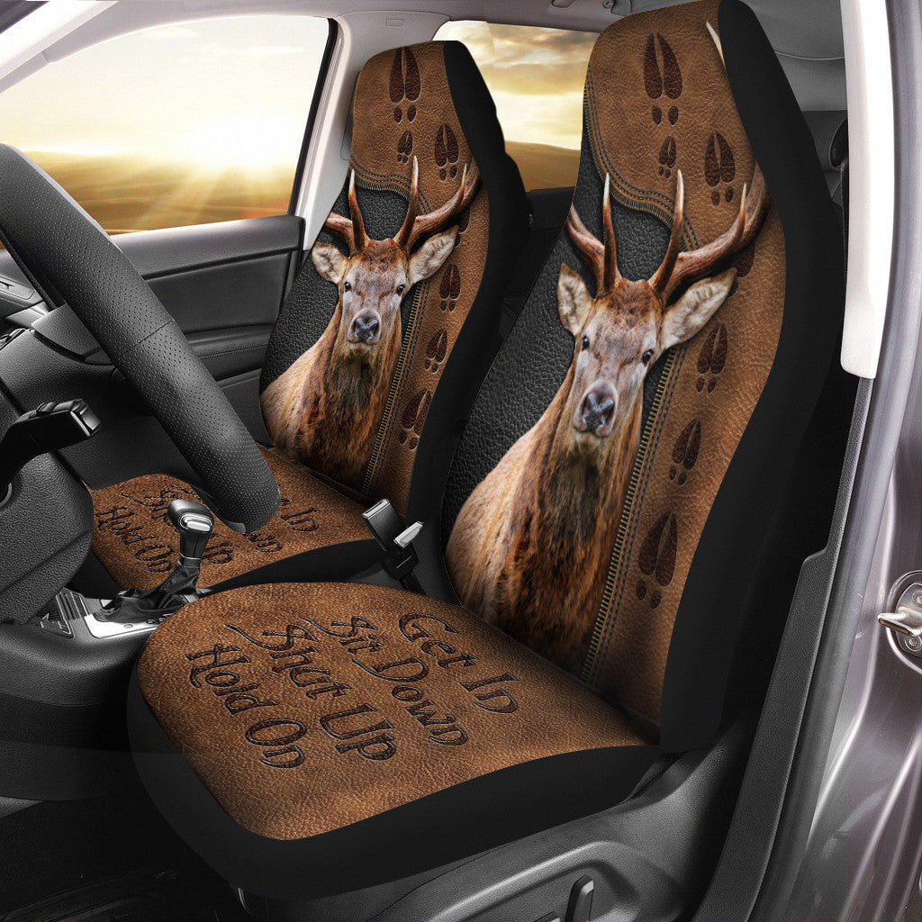Deer Hold on Funny Car Seat Covers Universal Fit Set 2