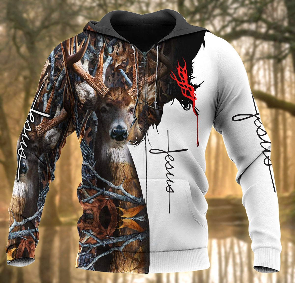 Deer Hunting Jesus 3D All Over Printed Unisex Shirt