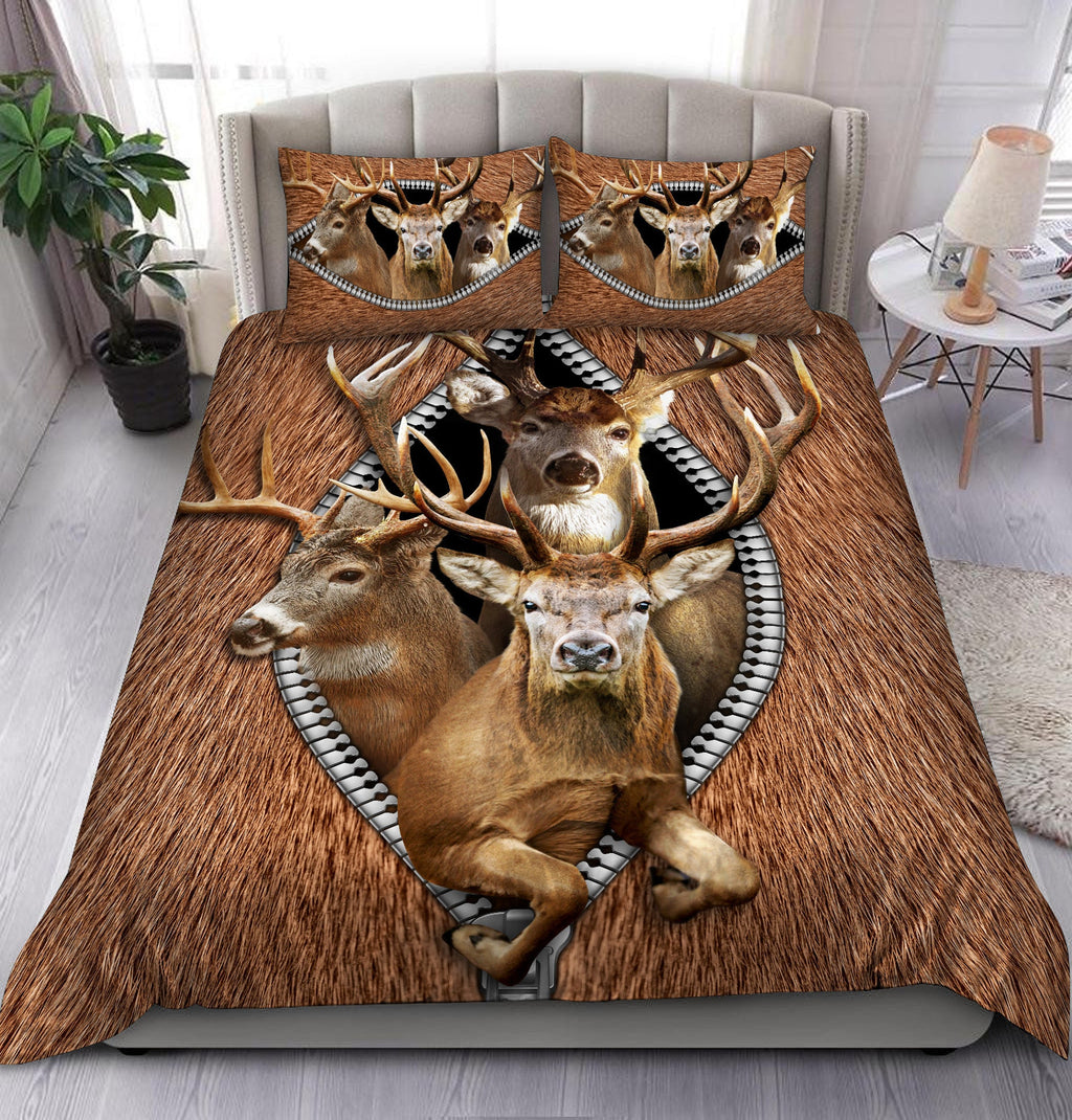 Deer Hunting Zipper All Over Printed Bedding Set