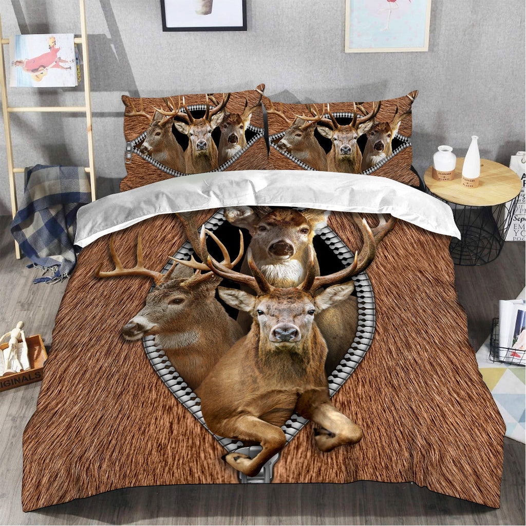 Deer Hunting Zipper All Over Printed Bedding Set