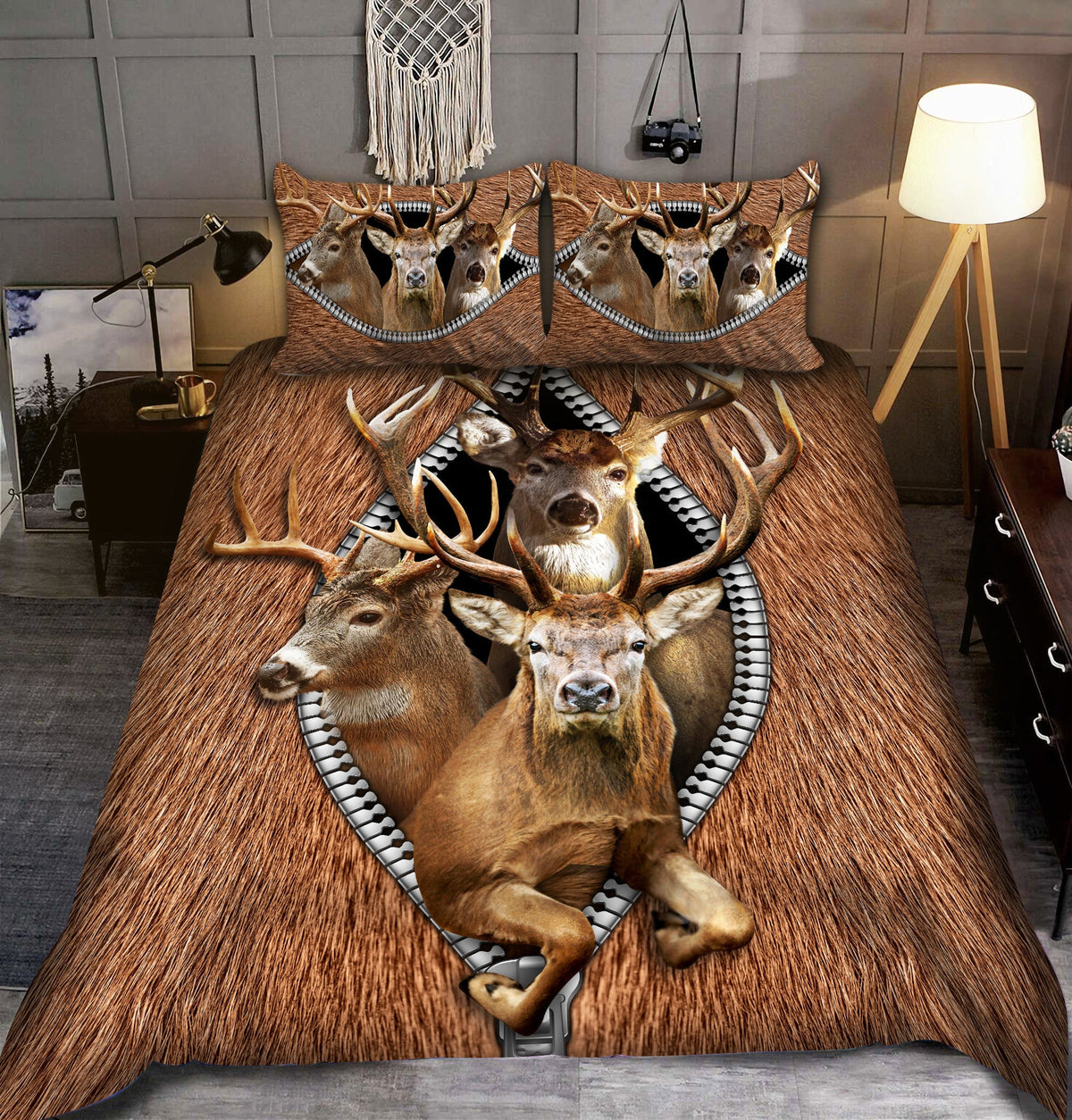 Deer Hunting Zipper All Over Printed Bedding Set