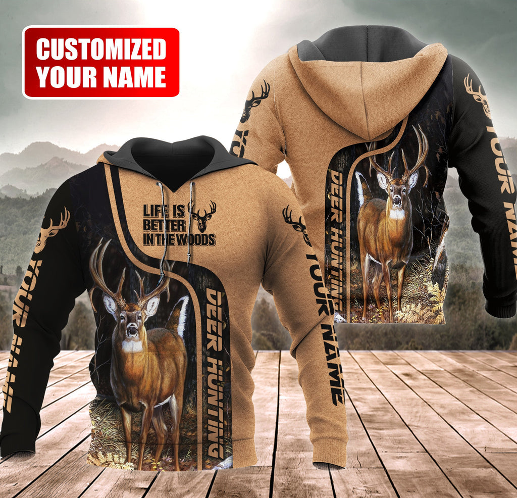 Personalized Name Deer Hunting Wood All Over Printed Unisex Shirt