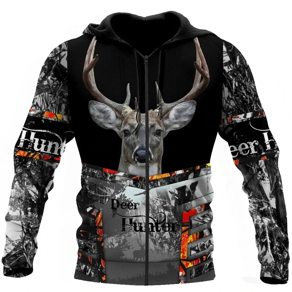Deer Hunting Gray 3D All Over Printed Unisex Shirt