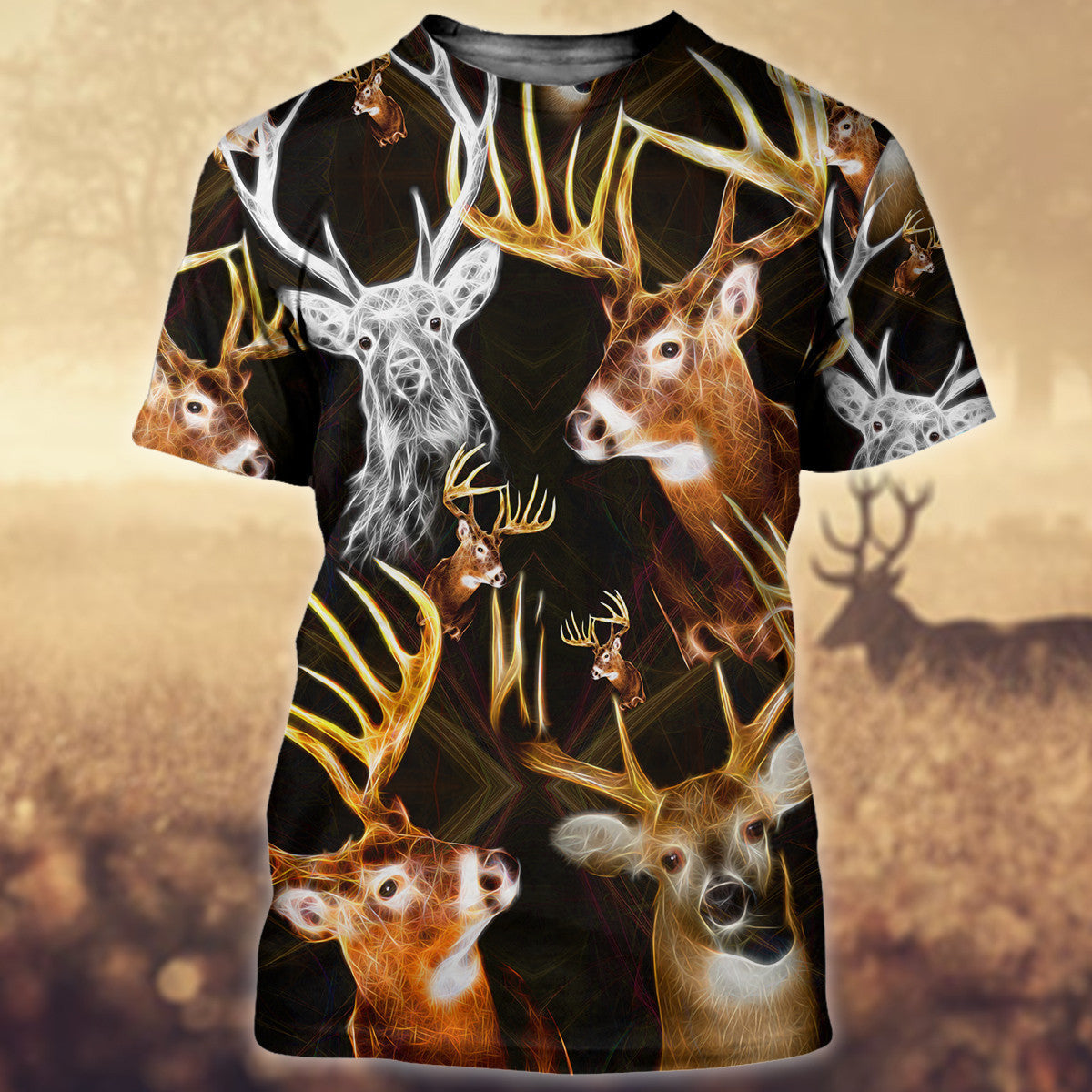 Deer Neon Art All Over Printed Unisex Shirt