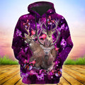 Deer Purple Flower All Over Printed Unisex Shirt
