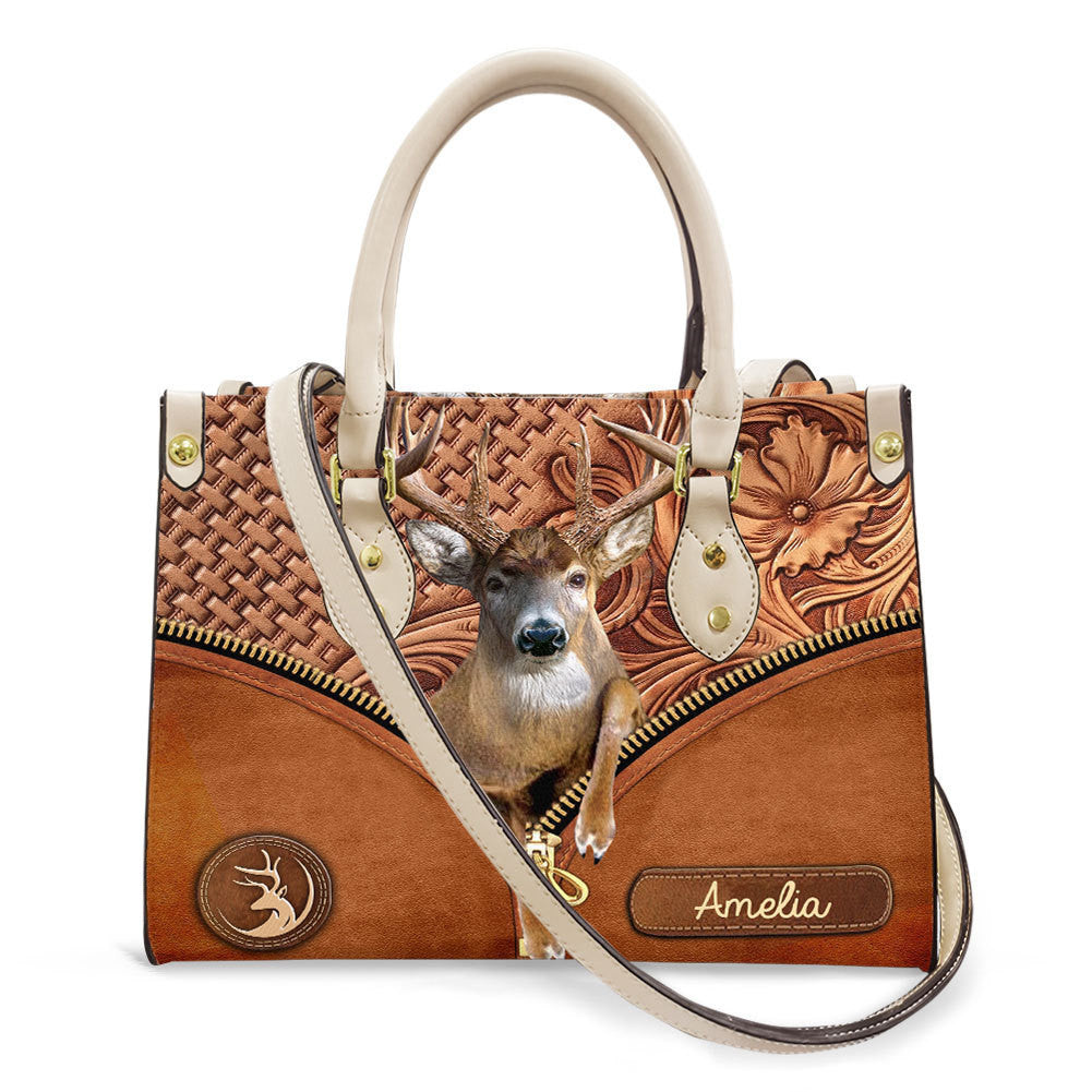 Deer Personalized Leather Handbag