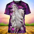 White Horses Purple Flower All Over Printed Unisex Shirt