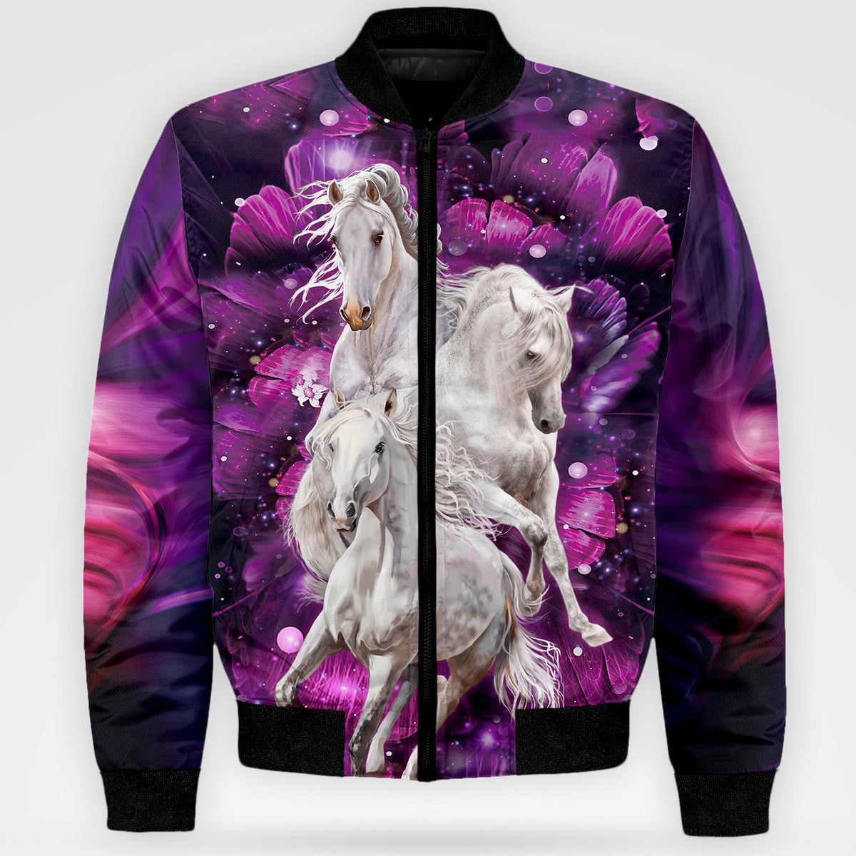 White Horses Purple Flower All Over Printed Unisex Shirt