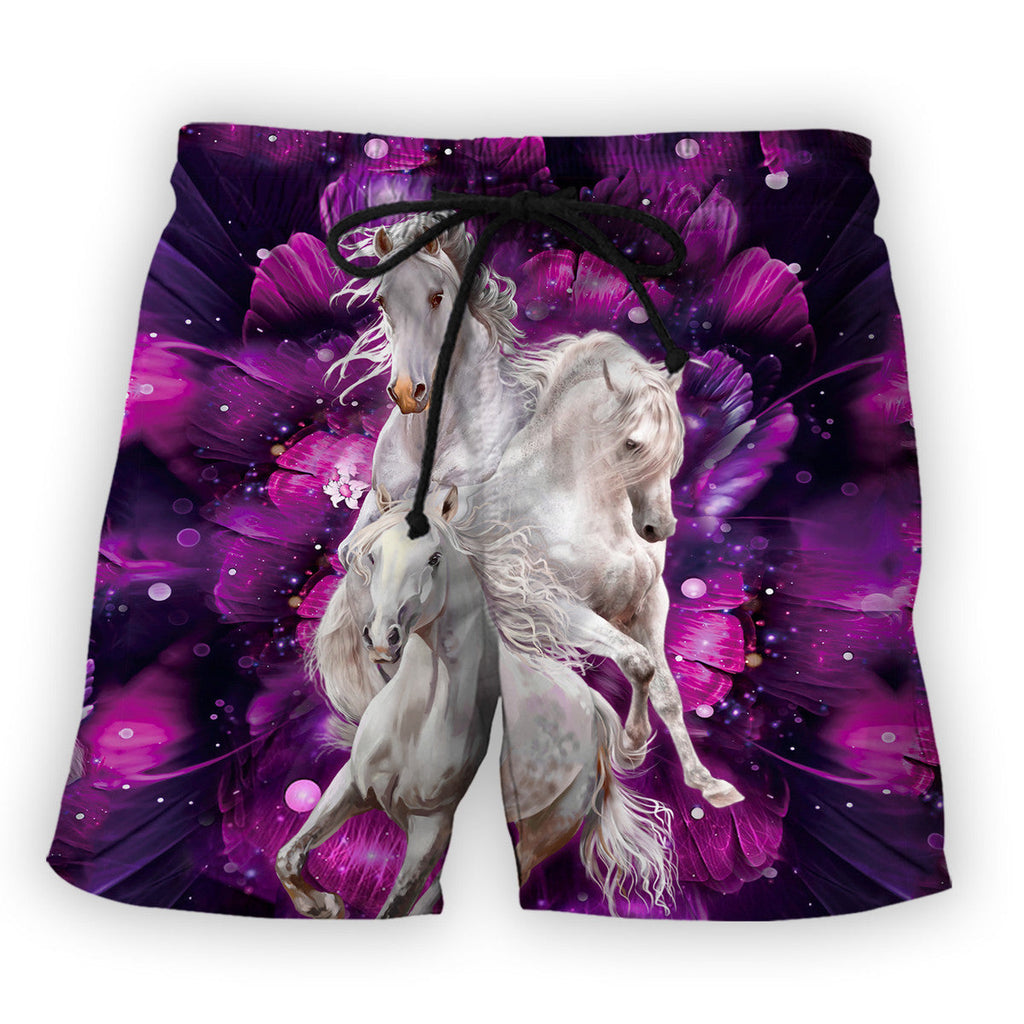 White Horses Purple Flower All Over Printed Unisex Shirt