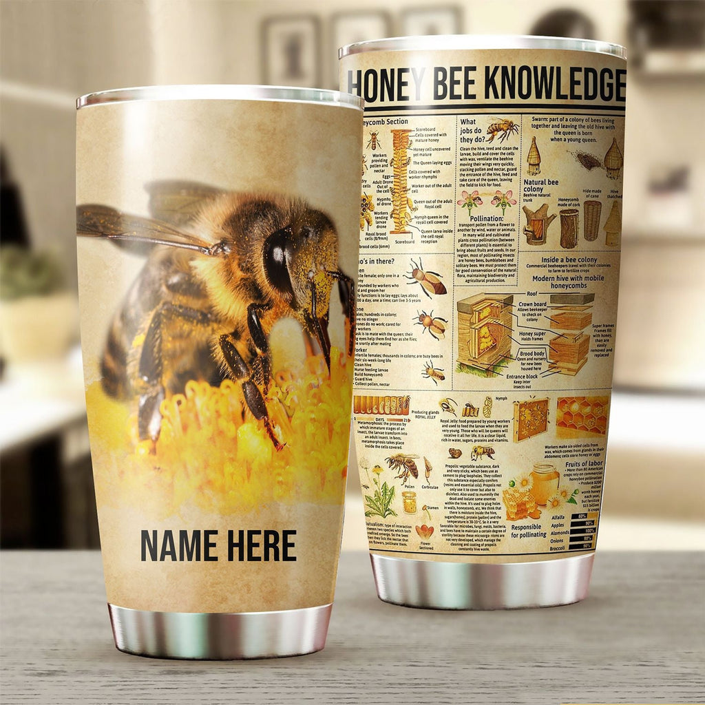 Personalized Name Honey Bee Knowledge Tumbler 20oz 30oz Cup