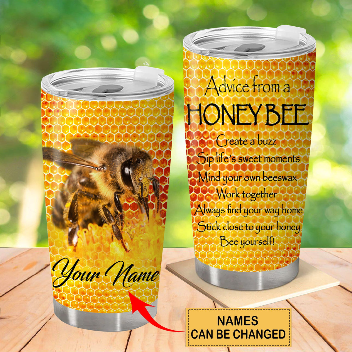 Personalized Name Honey Bee Q2 Tumbler 20oz 30oz Cup Q170603