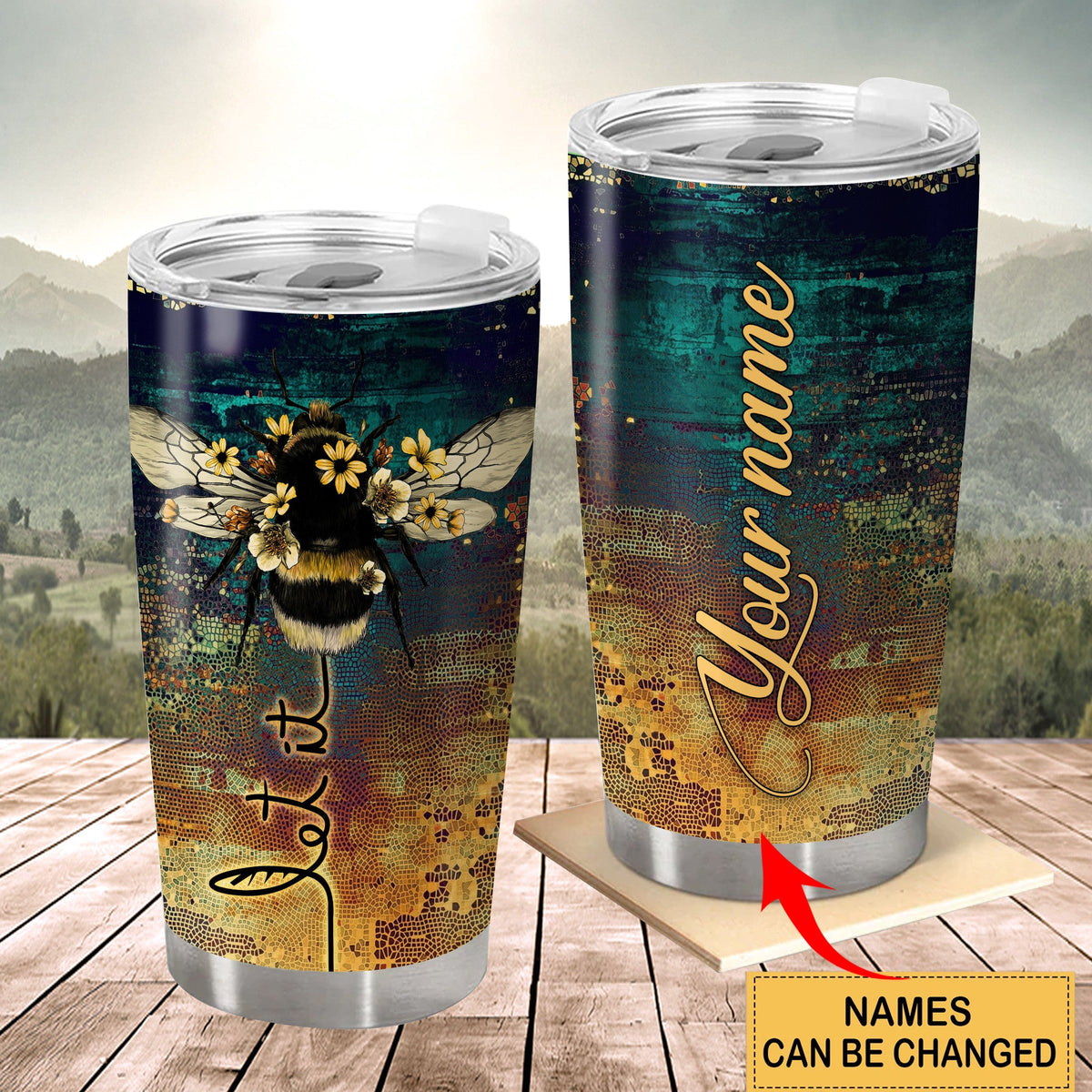 Personalized Name Let It Bee Tumbler 20oz 30oz Cup Q230606
