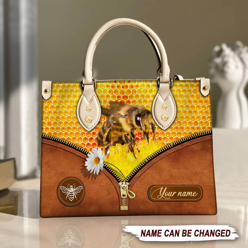 Honey Bee Personalized Leather Handbag