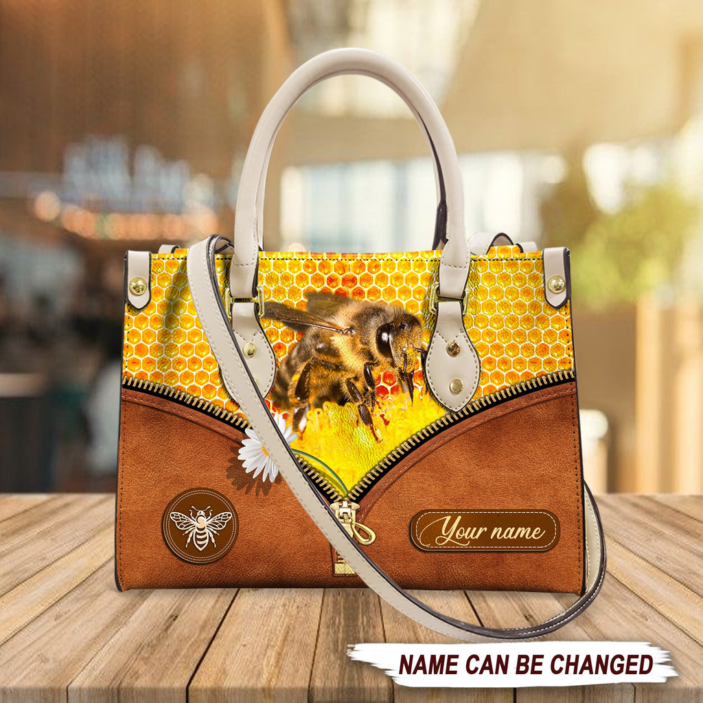 Honey Bee Personalized Leather Handbag
