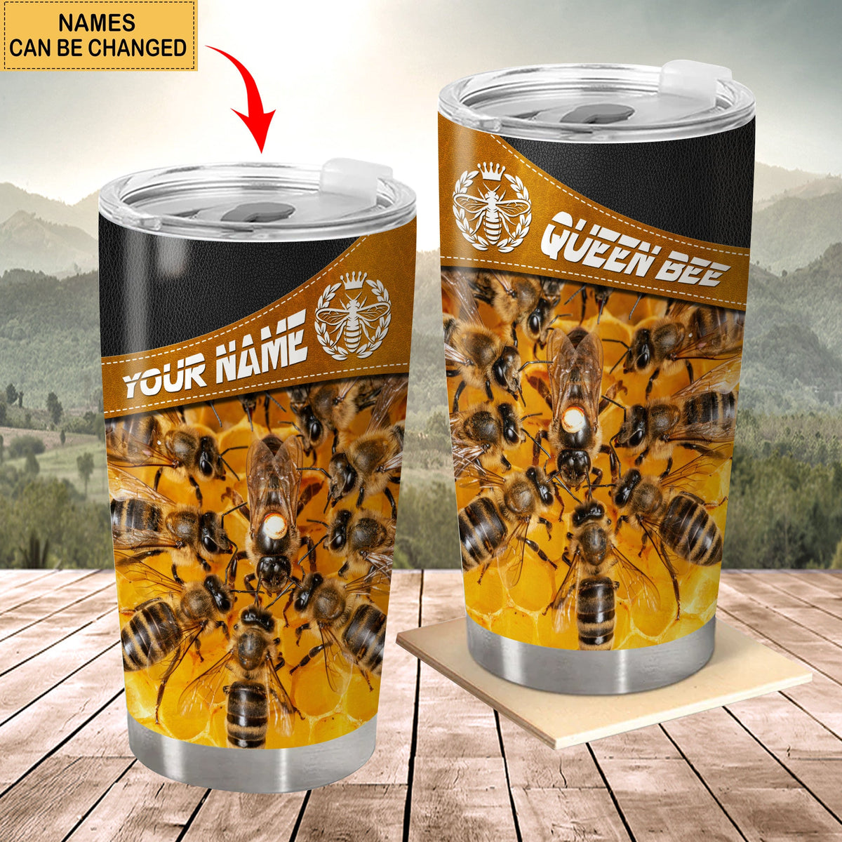 Personalized Name Queen Bee Tumbler 20oz 30oz Cup