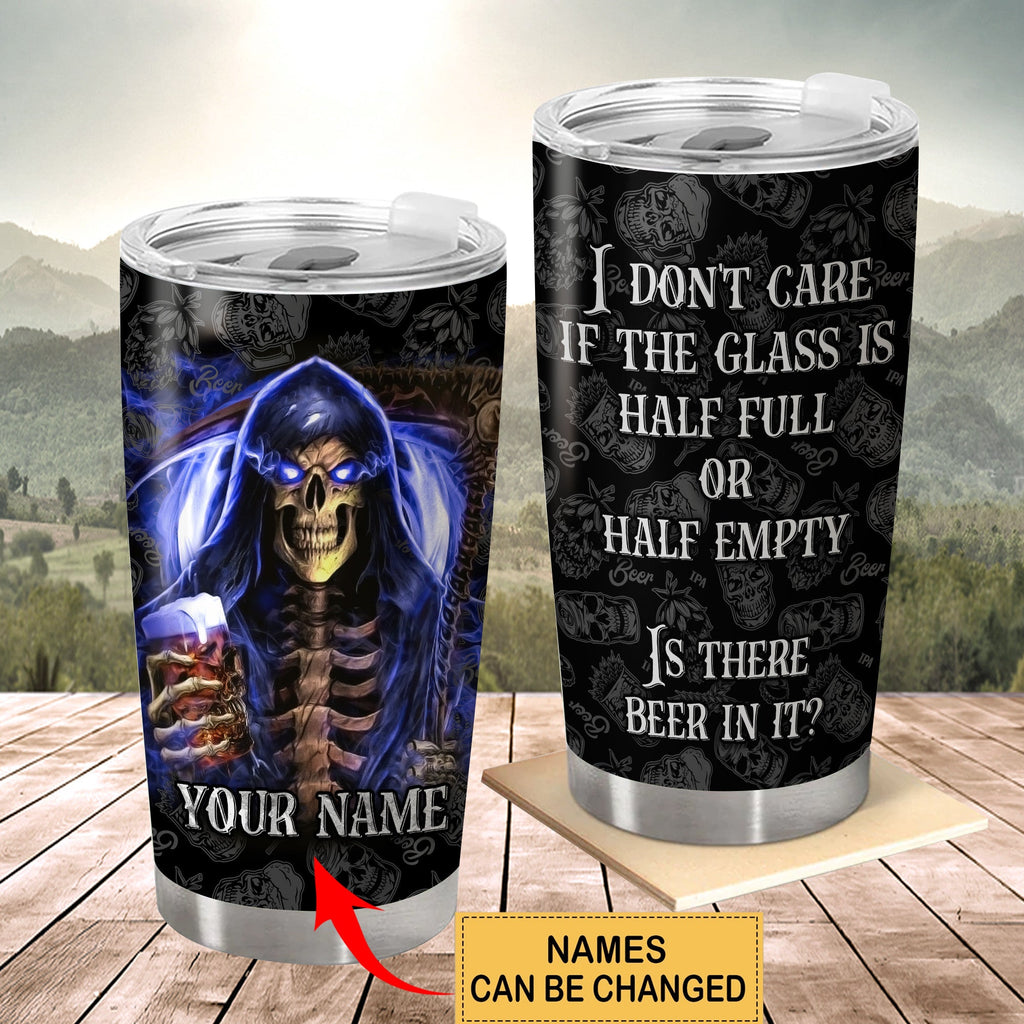 Personalized Name Skull Beer Tumbler 20oz 30oz Cup