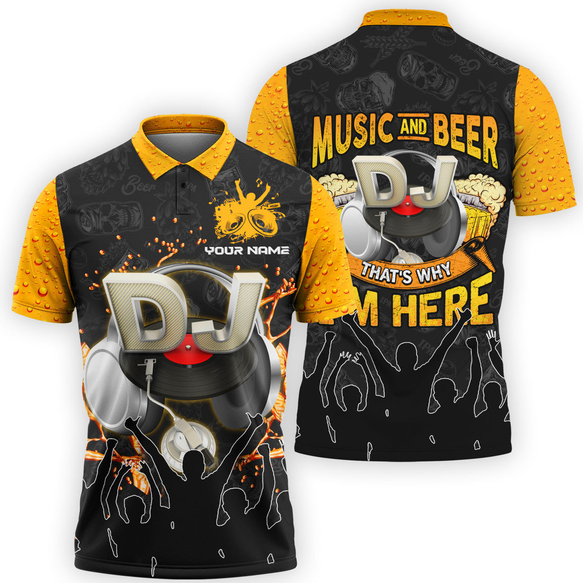 Personalized Name DJ And Beer All Over Printed Unisex Shirt