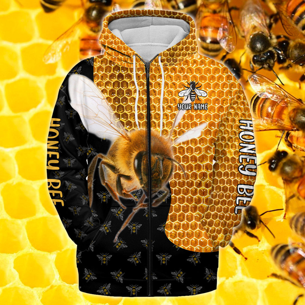 Personalized Name Honey Bee Q All Over Printed Unisex Shirt