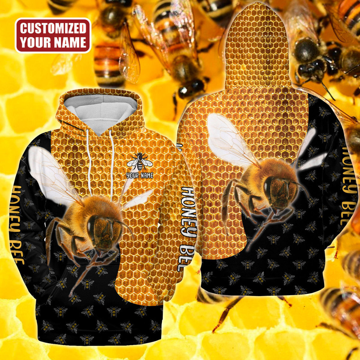Personalized Name Honey Bee Q All Over Printed Unisex Shirt