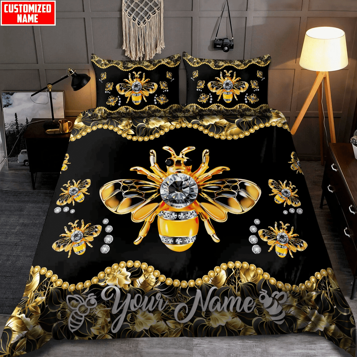 Personalized Name Bee 3D All Over Printed Bedding Set